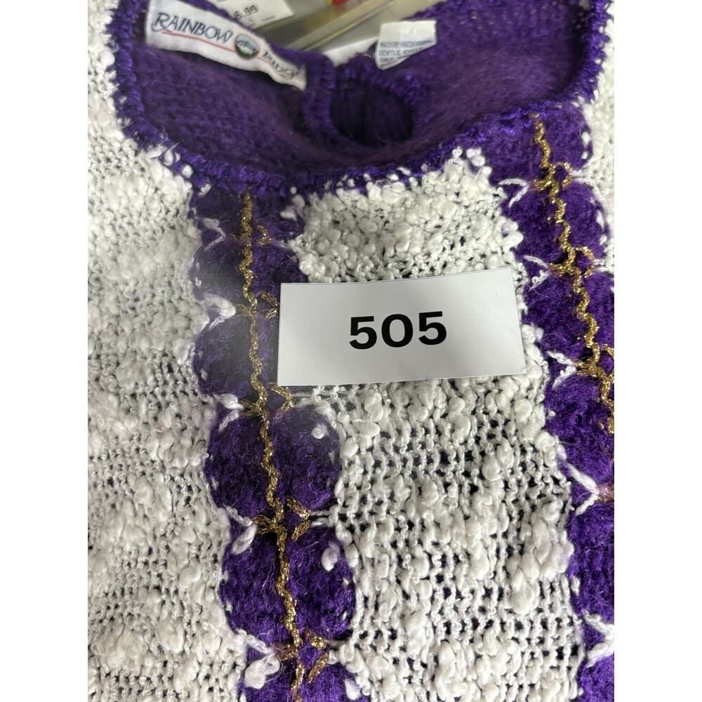 Vintage Rainbow Ridge Womens Knit Sweater Size Large Purple Gold‎ Grannycore - Picture 8 of 8